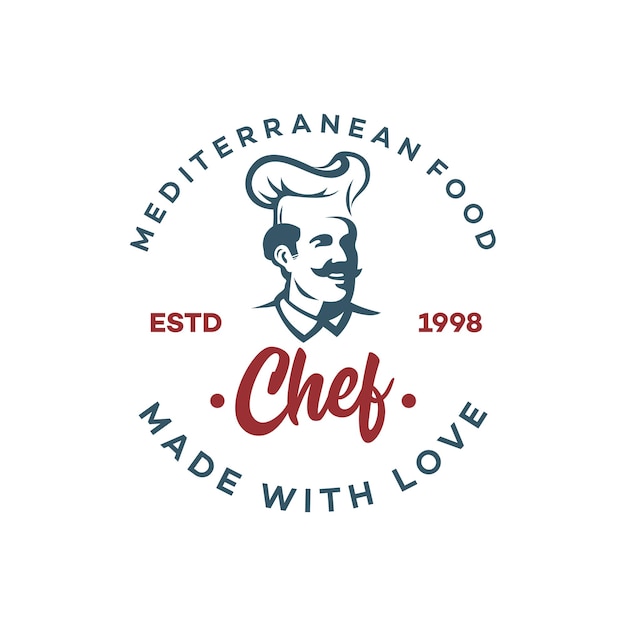 Vecteur chef cuisinier ou logo de boulanger concept de menu de restaurant de café illustration vectorielle de dessin animé