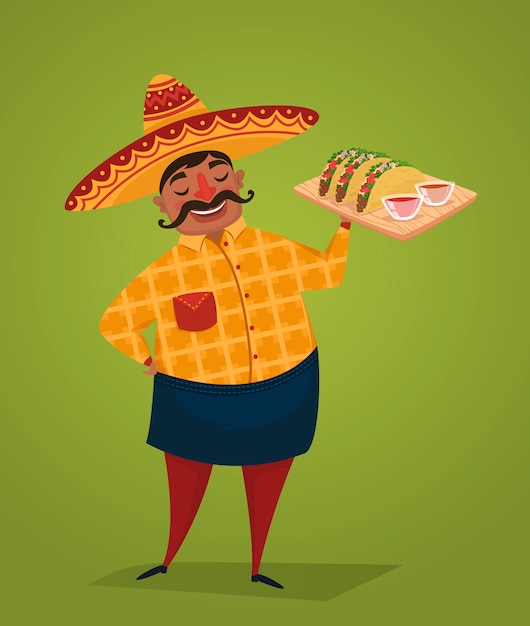 Chef Mexicain Avec Des Tacos