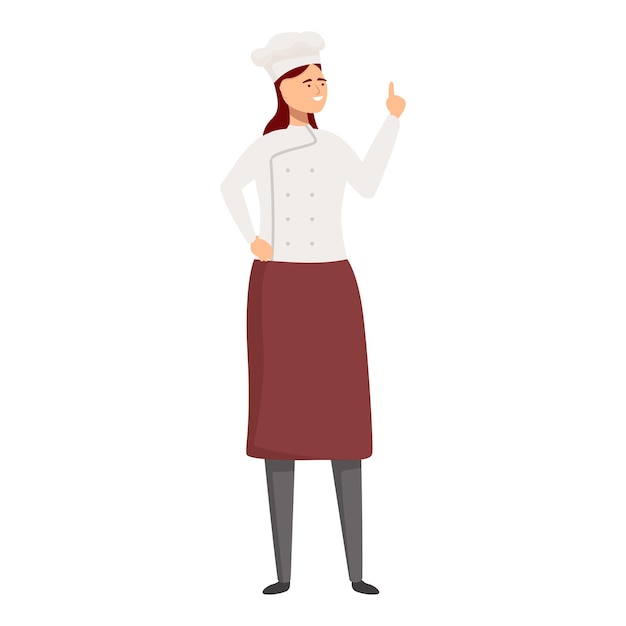 Chef professionnelle en uniforme faisant des gestes avec le doigt levé isolée sur un fond blanc