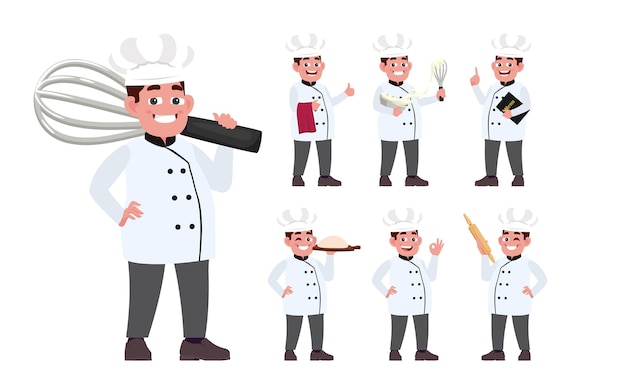 Chef avec vecteur de poses différentes