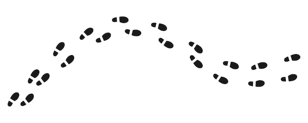 Vecteur chemin de l'empreinte isolé sur blanc sentier unique de la chaussure chemin de démarrage noir d'une personne inconnue