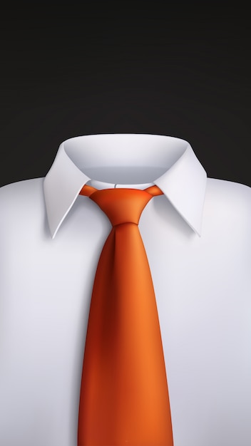 Vecteur chemise blanche cravate orange sur fond noir
