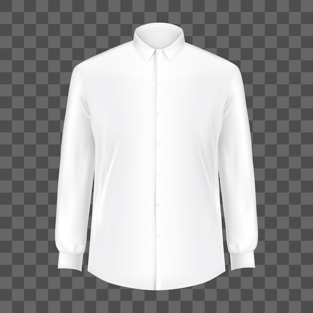 Vecteur chemise blanche masculine vectorielle à manches longues à l'avant modèle vectoriel réaliste isolé