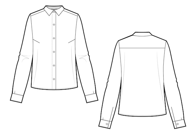 Chemise classique illustration de mode technique manches longues avec manchette