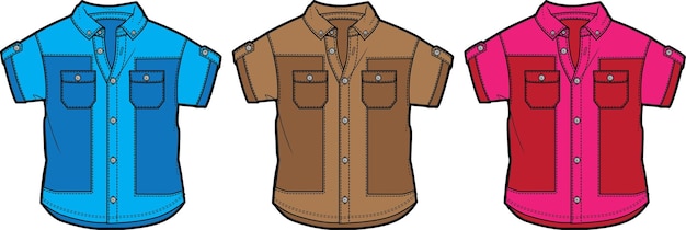 Vecteur chemise de couleur duel pour modèle d'illustration vectorielle de dessin technique de croquis plat garçon