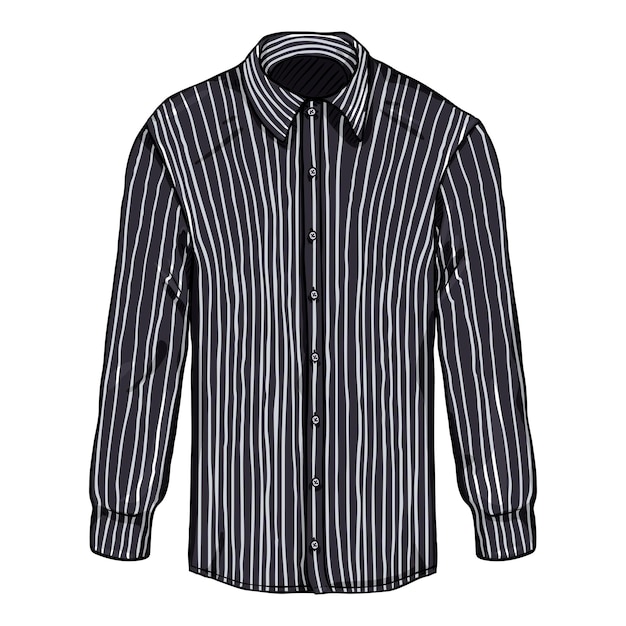 Chemise Homme Classique à Rayures Noires et Blanches à Manches Longues de Dessin Animé Vectoriel