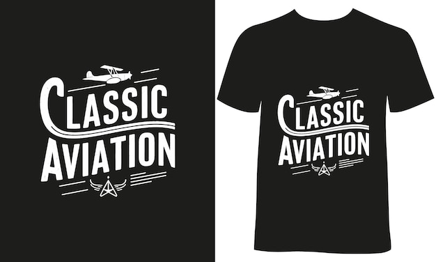 une chemise noire avec un avion vintage classique sur le devant
