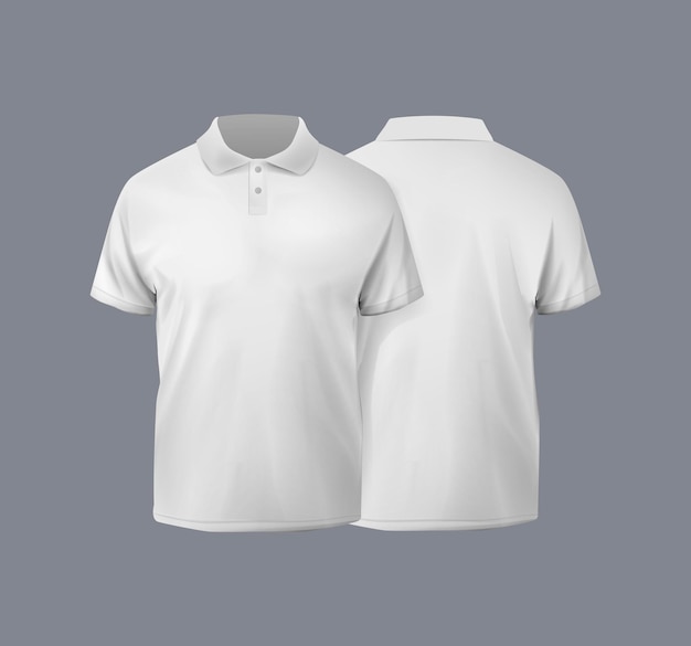 Chemise polo à manches courtes T-shirt blanc dessin avant et arrière pour la maquette