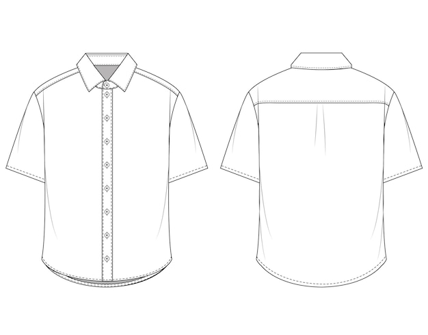 Vecteur chemise unisexe à manches courtes à montage relaxé illustration vectorielle dessin technique plat modèle de maquette