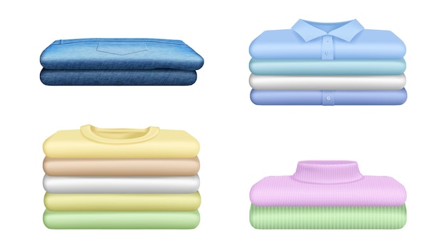 Chemises et t-shirts pliés, jeans et pulls