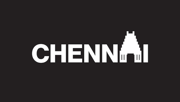 Chenai. Logotype conceptuel de la ville de Chennai avec lieu emblématique.