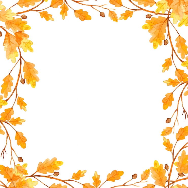 Vecteur chêne cadre feuille automne aquarelle.