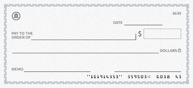 Vecteur chèque bancaire vecteur chèque d'argent en blanc pour chèque de change en dollars modèle de chèque avec motif sans couture