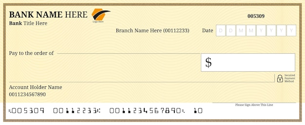 Vecteur cheque de banque en blanc carnet de chèques modèle de chèque vectoriel maquette de facture chèque de paie avec motif de guilloche