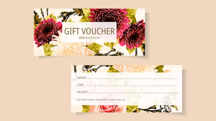 Vecteur chèque cadeau bon cadeau fleurs florales bons de réduction offres commerciales
