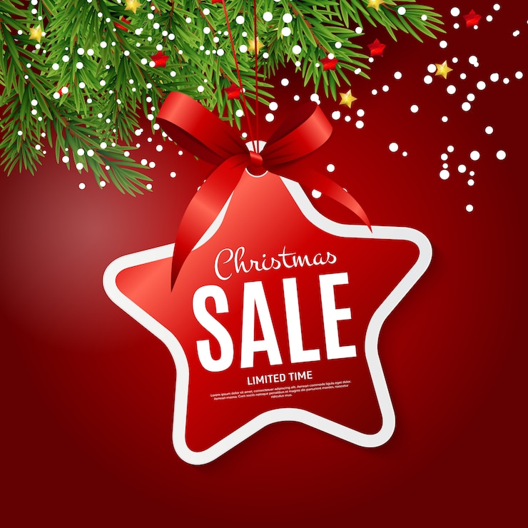 Vecteur chèque-cadeau de vente de noël et du nouvel an, modèle de coupon de réduction