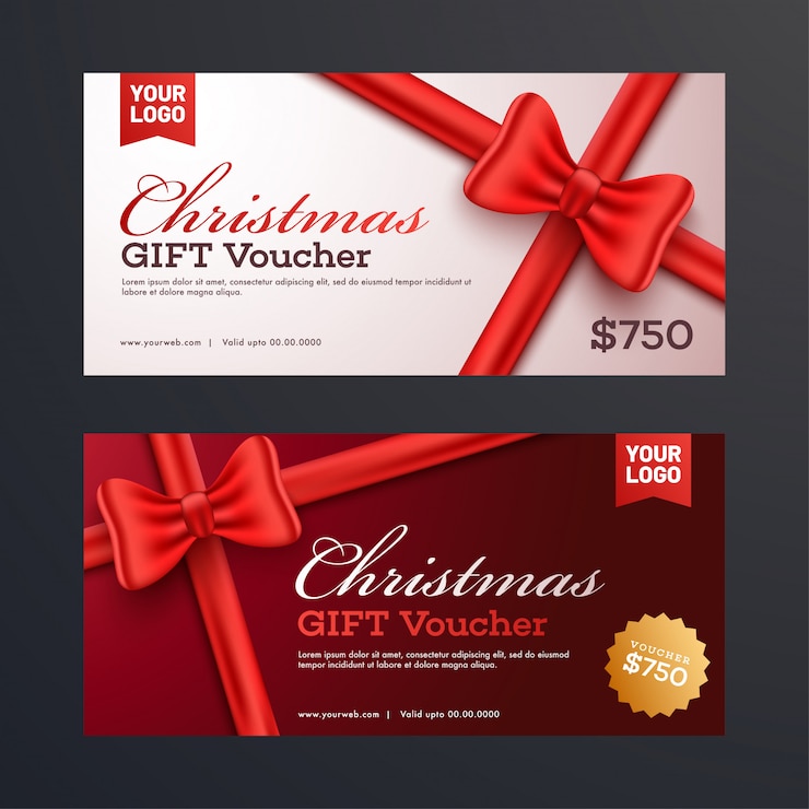 Vecteur chèques cadeaux de noël.