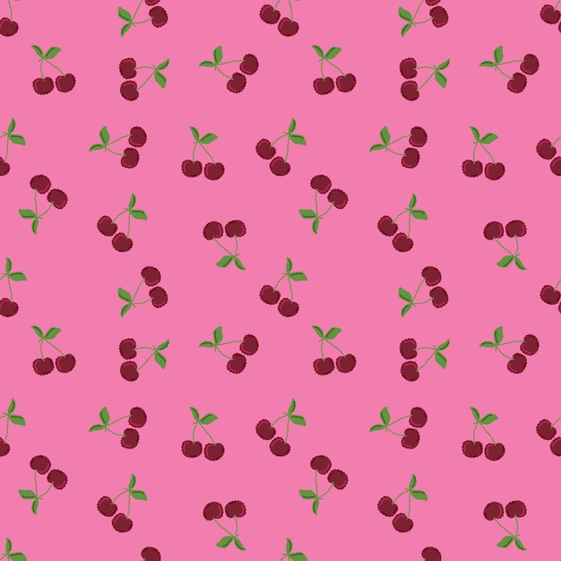 Vecteur des cherries mignon motif sans couture papier peint à la main dessiné cherries dessin pour le tissu imprimé textile papier d'emballage couverture textile de cuisine illustration vectorielle simple