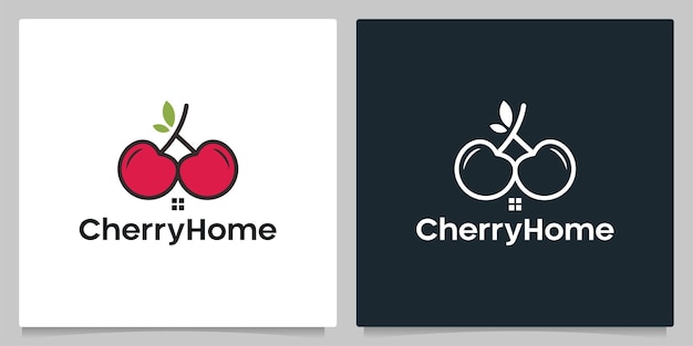 Cherry Fruit Home Immobilier Isolé Fond Noir Et Blanc