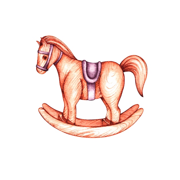 Cheval de bois aquarelle