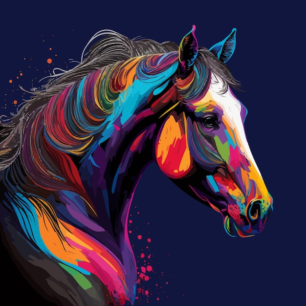 Cheval coloré dans un style pop art