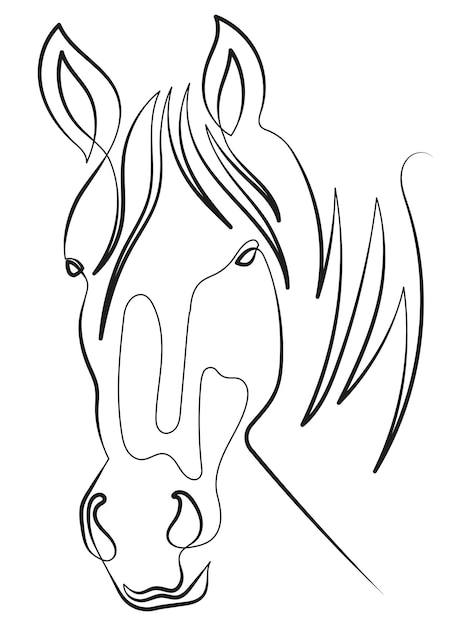 Vecteur cheval dans un dessin d’art minimal d’une ligne