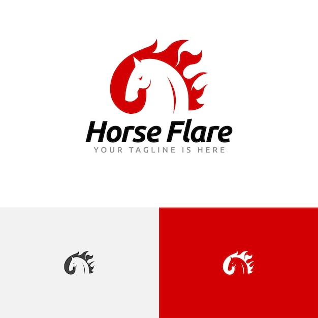 Cheval Flare Feu Flamme Brûler Faune Animal Logo