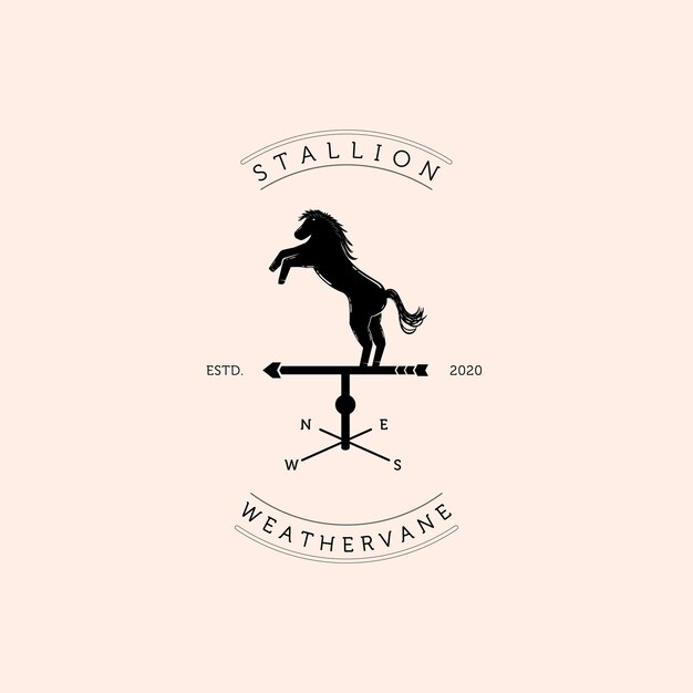 Cheval Girouette Ou Girouette Logo Vector Template Illustration Design Horse Vintage Emblem Design