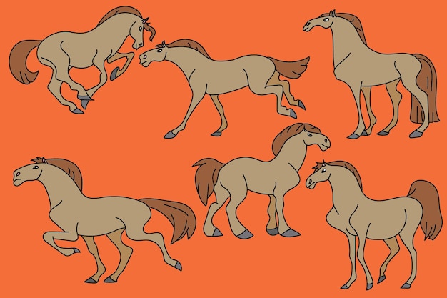 Vecteur un cheval mignon dans le style des dessins animés.