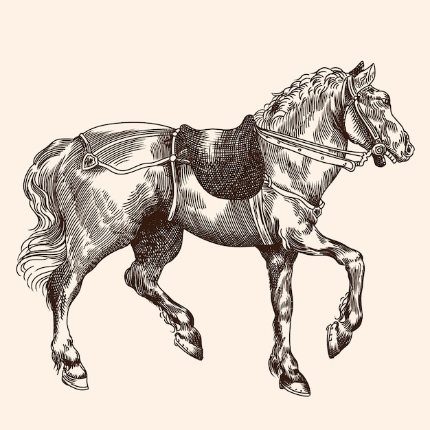 Vecteur cheval avec selle