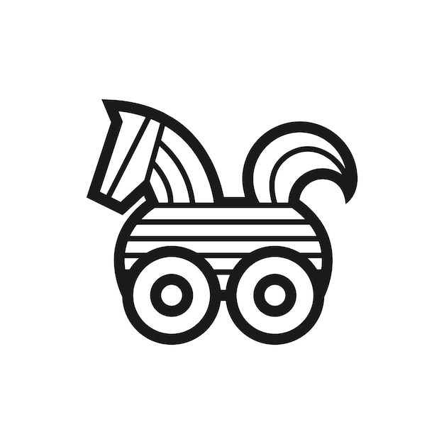 Cheval De Troie Logo Vector Illustration Vectorielle Noir Et Blanc