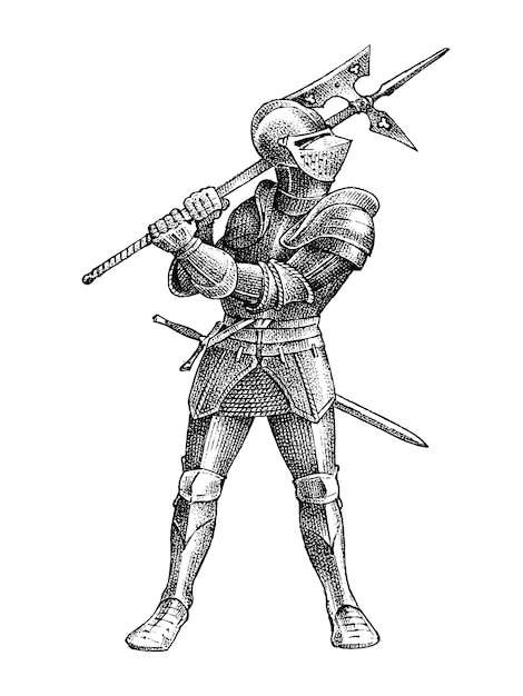 Chevalier Armé Médiéval Isolé Sur Blanc