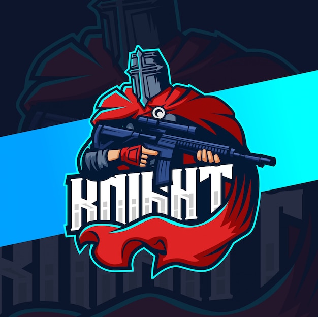 Chevalier Avec Création De Logo Esport Mascotte Pistolet