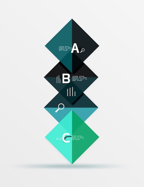 Vecteur chevauchement des infographies carrées arrière-plan du modèle vectoriel pour les options de numéro de diagramme de mise en page de flux de travail ou la conception web