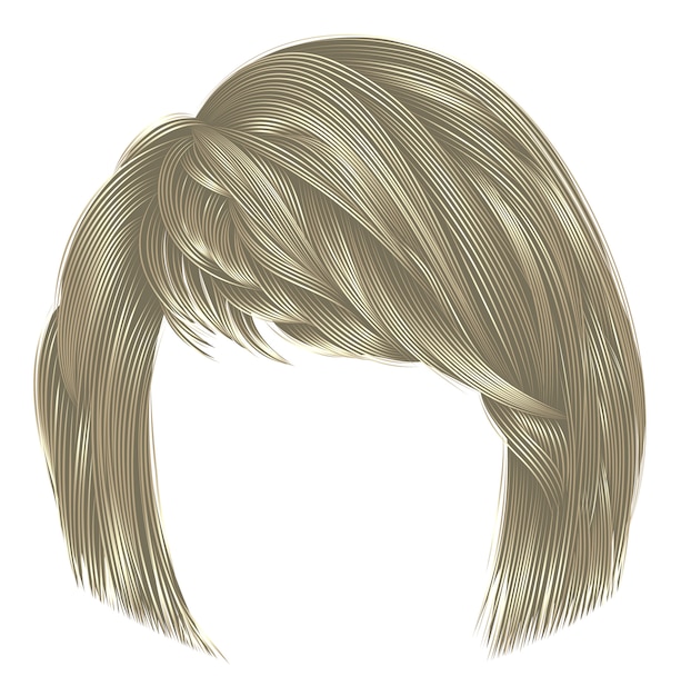 Vecteur cheveux femme tendance kare avec frange. couleurs blond clair. longueur moyenne . style de beauté. 3d réaliste.