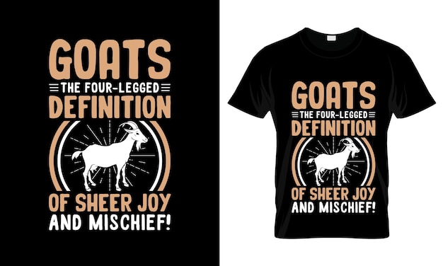 Les chèvres à quatre pattes Définition de T-shirt graphique coloré Conception de T-shirt de chèvre