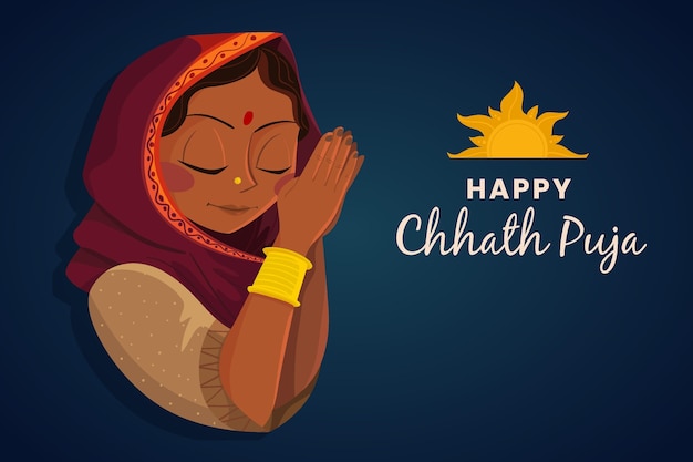 Chhath puja dessiné à la main