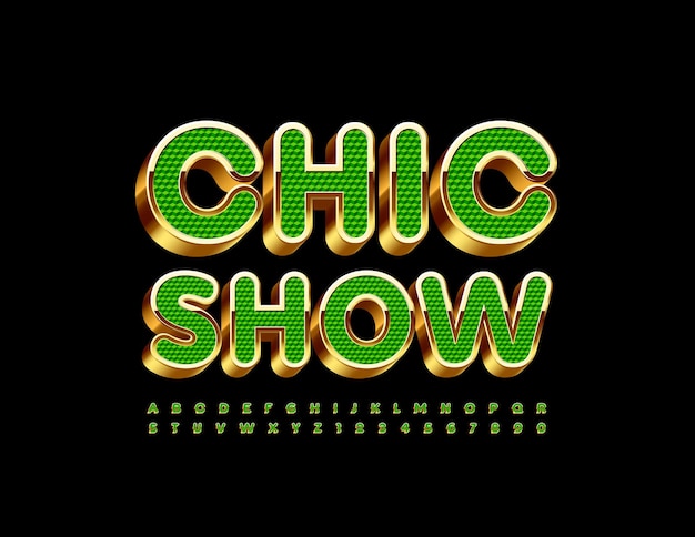 Chic Show Luxury Green And Golden Police 3d Alphabet Artistique Lettres Et Chiffres