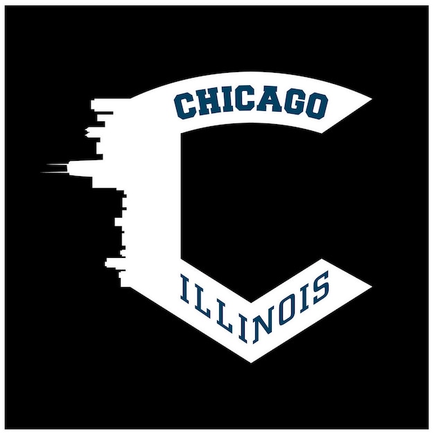 Chicago shield logo skyline et conception de typographie en illustration vectorielle