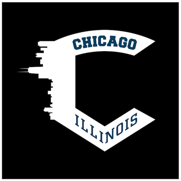 Chicago Shield Logo Skyline Et Conception De Typographie En Illustration Vectorielle