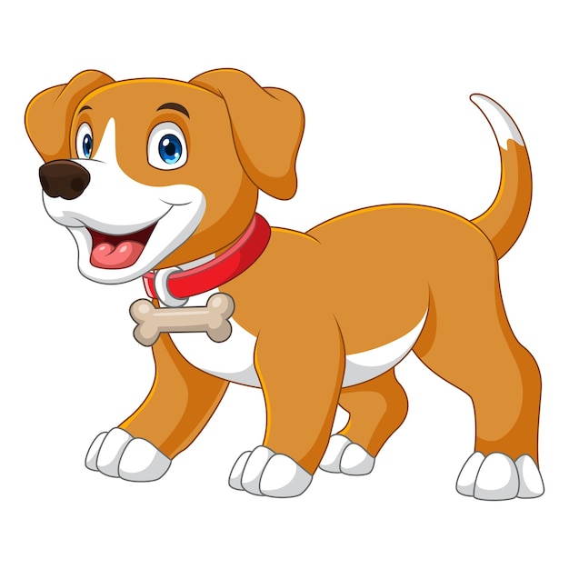 Chien beagle de dessin animé isolé sur fond blanc