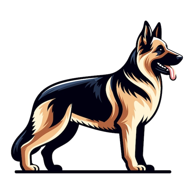 Chien berger allemand illustration vectorielle du corps entier chien debout famille service de recherche d'aide aux animaux de compagnie