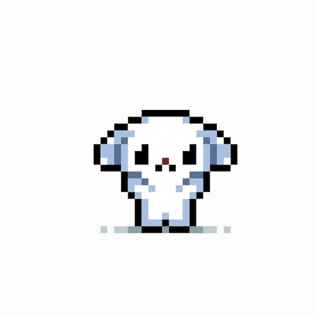 Chien Blanc Debout Dans Un Style Pixel Art