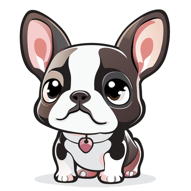 chien bouledogue français de dessin animé mignon sans fond corps entier