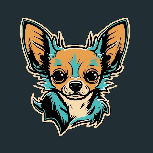 Chien Chihuahua avec un collier bleu et des yeux jaunes.