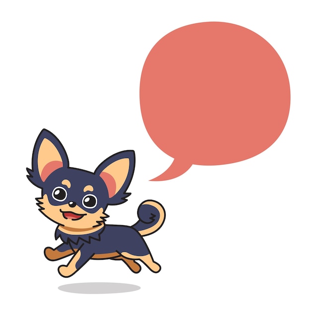 Vecteur chien chihuahua mignon personnage de dessin animé avec bulle de dialogue
