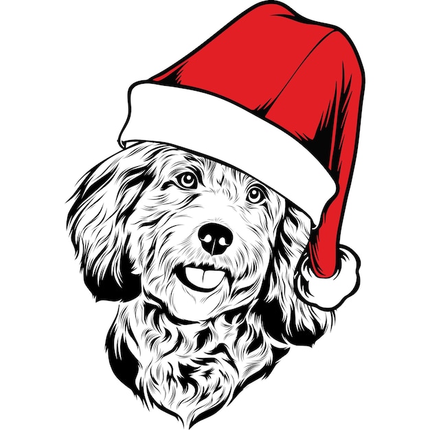 Chien Cockapoo en bonnet de Noel pour Noël