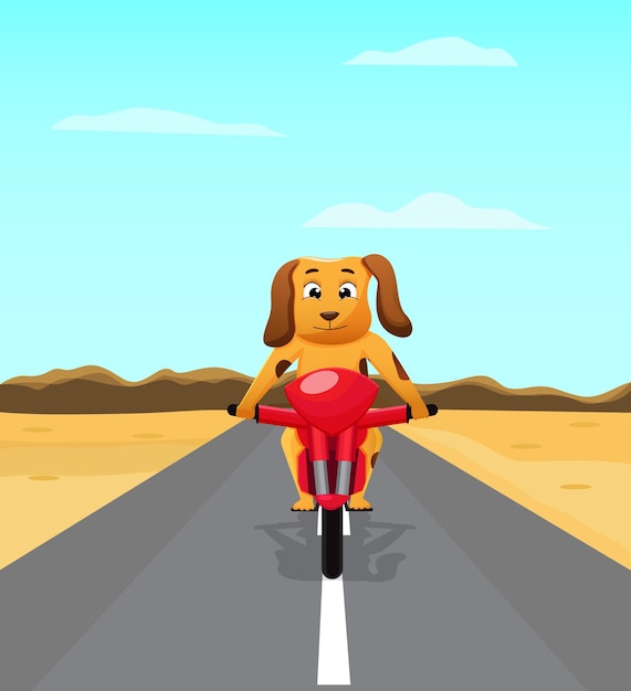 Chien de compagnie faisant un tour sur l'illustration vectorielle de moto