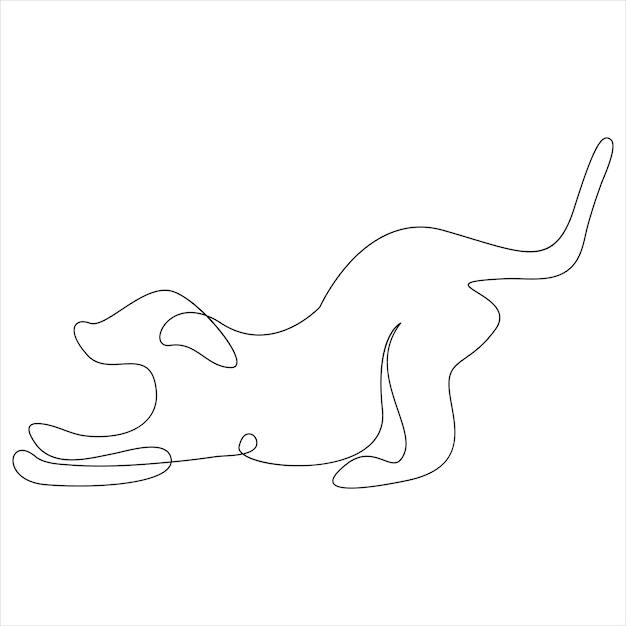 Chien continu d'une ligne dessinant la conception d'illustration vectorielle de ligne