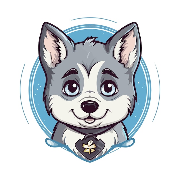 Un Chien De Dessin Animé Avec Un Badge Qui Dit 